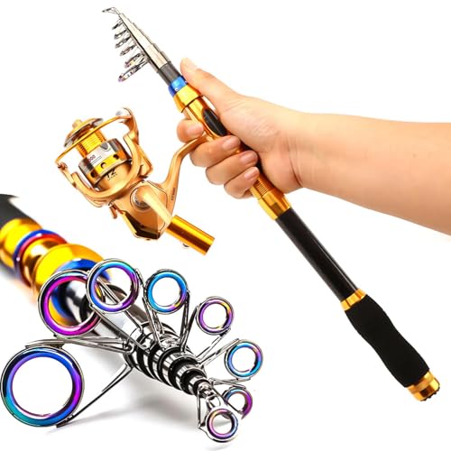 Combos de vara de pesca pequena extensível, vara de pesca e molinete - Vara de viagem com punho ergo