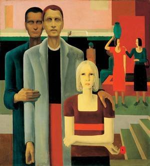 Peinture à l'huile de collection Blinds at The Red Well 1932 de Bela Kontuly toile 30x36