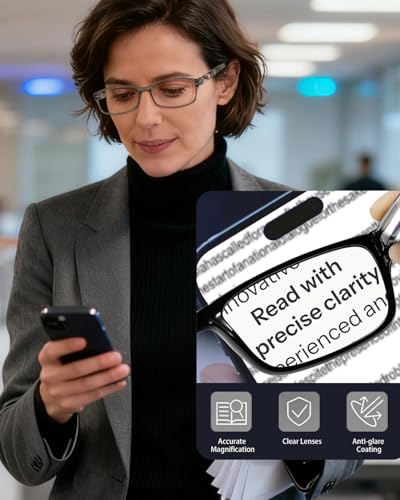 Image of Women's Fashion Reading Glasses, 5 Pairs Blue Light Blocking Readers with Durable Spring Hinges 0.5x to 4.0x