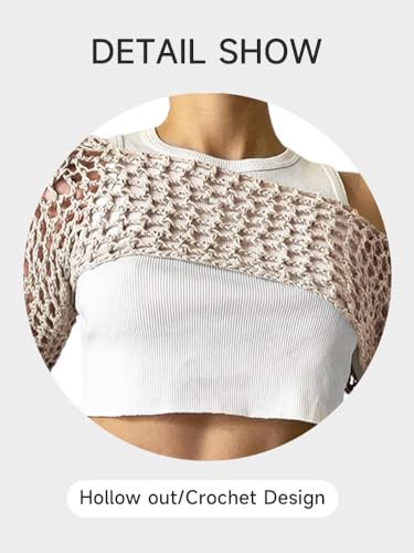 KEOMUD Crochet Crop Tops for Women Y2K Going Out Top Hollow Out Knit Bikini Beach See Through Cover Ups 2025 Fashion3