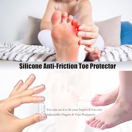 Image of Silicone Anti-Friction Toe Protector, 40 Pcs Gel Toe Protectors with Breathable Hole, Soft Clear Toe Covers for Pain Relief, Silicone Toe Protectors Caps Guards for Corns