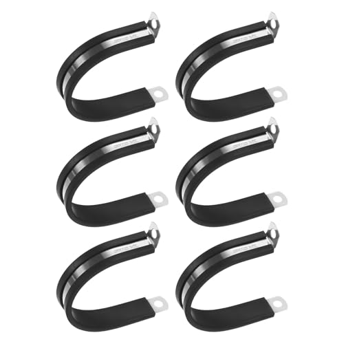 M METERXITY 6-Pcs Serre-Câbles, 1-31/32 Pouce/50 mm 304 Acier Inoxydable Coussiné en Caoutchouc Serre-Câble Isolé Forme R Support Métallique pour Installation de Tube/Fil/Tuyau/Boucle