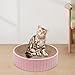 Gralara Round Cat Scratcher Durable 31Cmx31Cmx6cm Sofa Protector Detachable Nest Bed Cat Scratching Board Bed Scratch Board for Rest Kitty Kitten, Pink