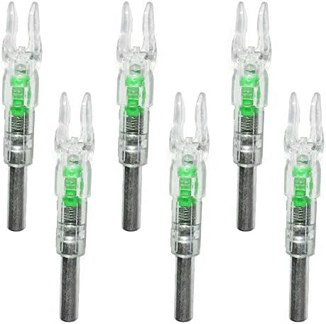 GUGA 6Pcs Lighted Nocks for Arrows with .244"/6.2mm Inside Diameter.Automatic Light Up When Shooting(Green)