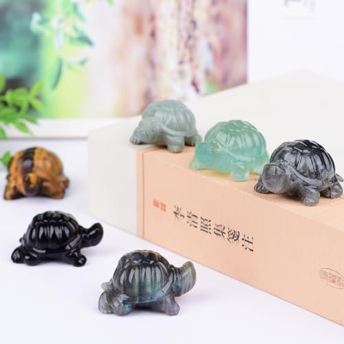 Estatua de Tortuga en Obsidiana Negra 1.8 Pulgadas miniatura 4