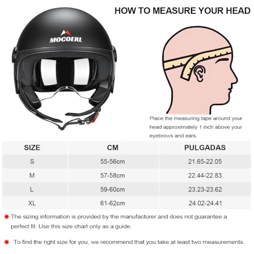 MOCOERL Casque Jet visière Transparente | Casque de Moto pour Hommes et Femmes | Casque Scooter Homme | pour cyclomoteur Cruiser rotinette Electrique et Chopper | Homologué ECE2206 (L) – vue 6