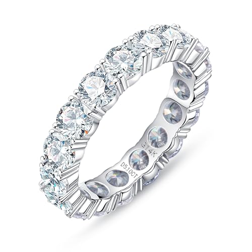 Moissanite Eternity Ring, 4.5-5cttw D Color Moissanite, 14k Solid Real White Gold/Yellow Gold Eternity Wedding Band Ring for Women
