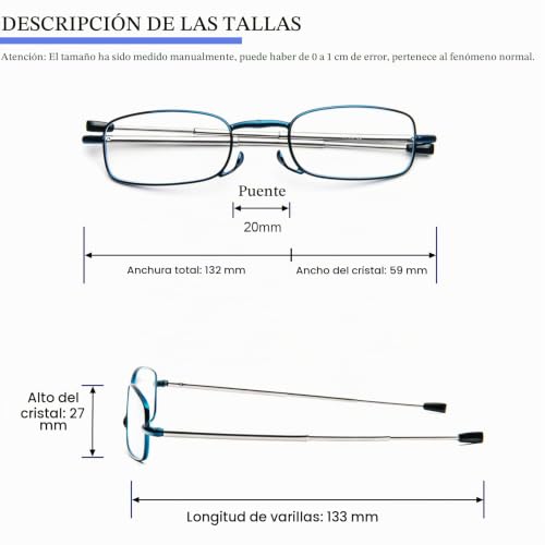 Miniatura 5 de Mmoww Filtro De Luz Azul Gafas De Lectura Plegables Para Hombres Y Mujeres Con Varillas Telescópicas Con Estuche Portátil Azul, 2.5
