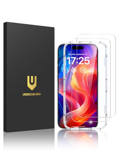 UNBREAKcable 2-Pack Screen Protector for iPhone 16 Pro Double Shatterproof Tempered Glass [Easy Installation Frame] [9H Hardness] [99.99% HD Clear] [Case Friendly] for Apple iPhone 16 Pro 6.3 inch