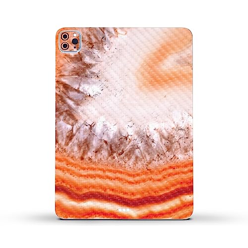 Image of MightySkins Carbon Fiber Skin Compatible with Apple iPad Pro 11 inch M2 4th Gen (2022) Full Wrap Kit - Orange Quartz | Protective, Durable Textured Carbon Fiber Finish | Easy to Apply | Made in The USA