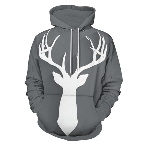 Sweat à capuche motif cerf 3D aux finitions soignées pour un look hivernal élégant