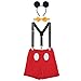 Produktbild OwlFay Neugeborenen Kleinkind Baby Jungen Mickey Maus 1. / 2./ 3. Geburtstag Outfit Fotoshooting Kostüm Fliege +Clip-on Hosenträger +Hosen +Maus Ohren 4pcs Bekleidungssets Halloween Karneval