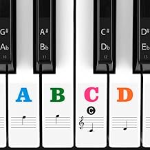 Piano Stickers for Keys, Eison Colorful Piano Keyboard Stickers for 88/61/54/49/37 Full Learning Set, Removable, Leaves No Residue, Multi-Color