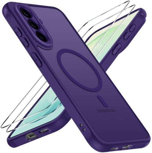 ivoler für Samsung Galaxy S26 FE Hülle mit 2 Folien, MagSafe, Dunkelviolett | 3-in-1 Set, Stoßfest nach Militärstandard, Schlank, Kratzfest, Kameraschutz, Matte Durchscheinende Rüc