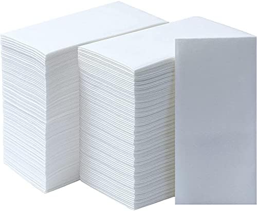 DADAWU Linen Feel Napkins Disposable Napkins Cloth-Like Decoration Serviettes Eco Napkins for Wedding, Party, Birthday, Dinner Christmas, 12x17" (White,50Count)