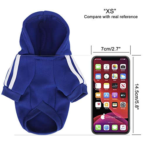 QiCheng&LYS Hunde Pullis Kleine Hunde Hunde Hoodie Pullover Chihuahua Warm Pullover Mantel Pet Kleidung Bekleidung (Navy blau, XS)