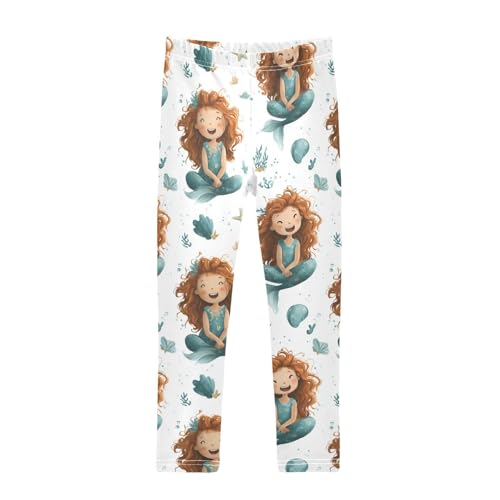 Girls Leggings Cute Mermaid Ocean Soft Toddler Leggings for Girls Kids Pants Size 4T-10T