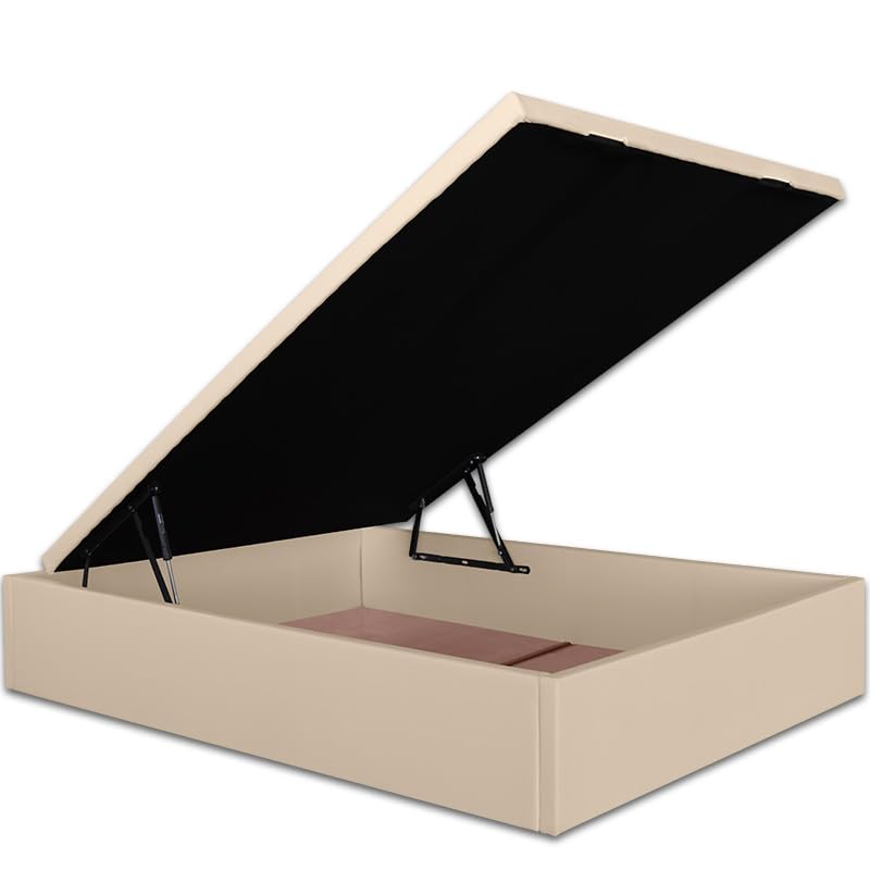 Ventadecolchones - Canapé Abatible Lisboa Gran Capacidad Tapizado en Polipiel Crudo Medida 80 x 180 cm