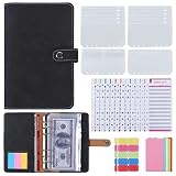Budget Binder A6, Pu-Leder Ringbuch Notizbuch,Budget Planer mit 6 LöCher EnthäLt ein Budgetblatt. Die GeldumschläGe mit Pvc-ReißVerschluss sind transparent, Wasserdicht und Macht Cash Stuffing.