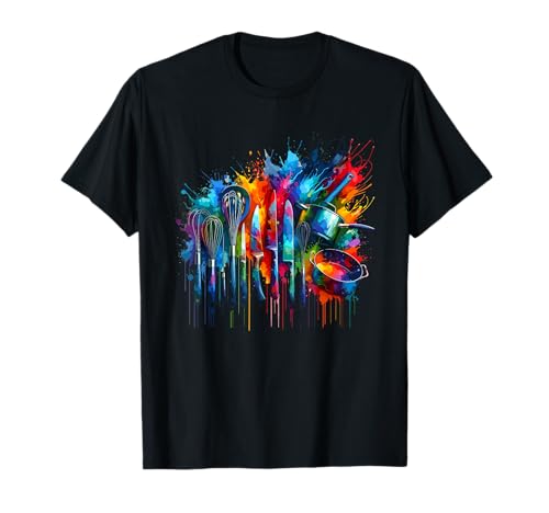 Outils De Cuisine Splash Art Colorés Chef Cuisinier Chefs T-Shirt