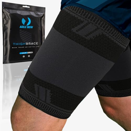 AGILE NOW® Faja estabilizadora de compresión para muslos, antideslizante, para hombres y mujeres (2 unidades), color negro XL