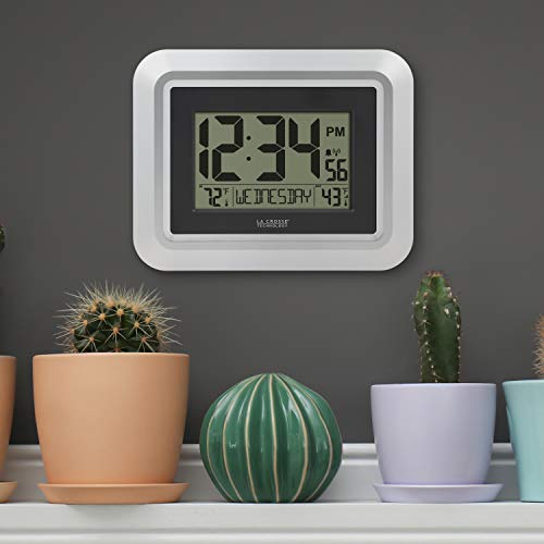 La Crosse Technology 513-1918S-Int Atomic Digital Wall Clock With Outdoor Temperature, Silver #TOP6