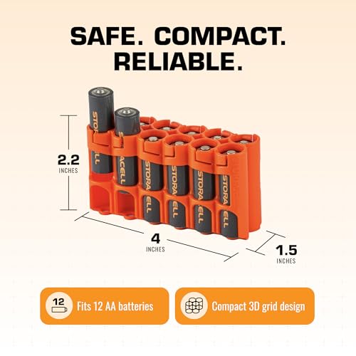 Storacell by Powerpax AA 12-Pack Battery Caddy Orange AD