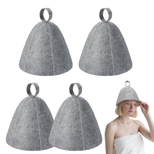 TUONYIS 4 Stück Saunahut, Weiche Sauna Hut für Damen und Herren, Saunamütze, Unisex Badezimmer Saunazubehör (Grau)