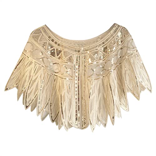 Women 1920s Flapper Embroidery Shawl Cover Up Party Beaded Sequin Capelet