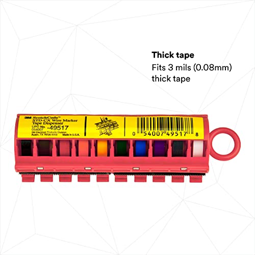 Image of 3M ScotchCode Wire Marker Tape Dispenser with Tape STD-C 10 Color Rolls