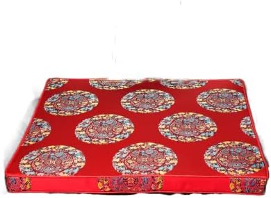 Custom Size Mandarin Style Plush Chair Cushions - Oriental Vintage Cloth Seat Pads for Dining Chairs,Sofa & Armchairs with Non-Slip Base (17.7x15x1.57 inch, Burgundy 5 Dragon)