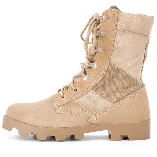 Best Boots for Desert Trekking: Top Picks & Reviews 12 QKLMWES Men's High Top Lace Up Work Military Tactical Boots Non-Slip Rubber Outsole Wear Resistance Lightweight Combat Boots For Outdoor Trekking Commando Army Desert Jungle Backpacking (beige,7)