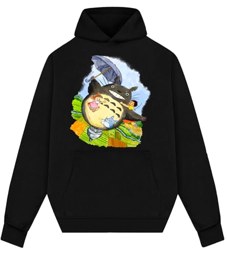 A Popular 1988 Japanese Animated Fantasy Film Print on Black Hooded Sweatshirts