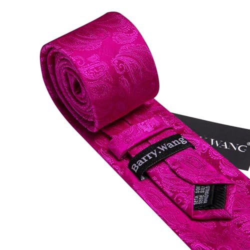 Image of Barry.Wang Paisley Tie Fashion Set Hanky Cufflinks Neckties for Men Woven Silk