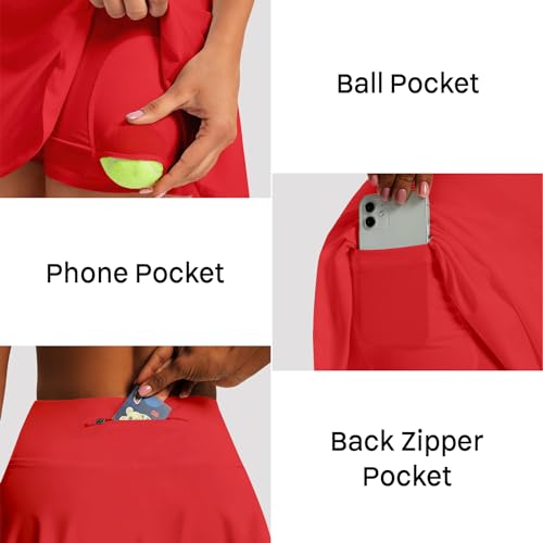 Image of Women's High Waist Pleated Tennis Skirt with 4 Pockets Lightweight Athletic Golf Skorts Skirts for Running Workout