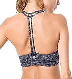 Queenie Ke Women's Light Support Cross Back Wirefree Pad Yoga Sports Bra Size M Color Dark Grey Space Dye