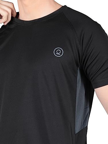 Image of CHKOKKO Men's Round Neck Gym Sports T-Shirt Black S