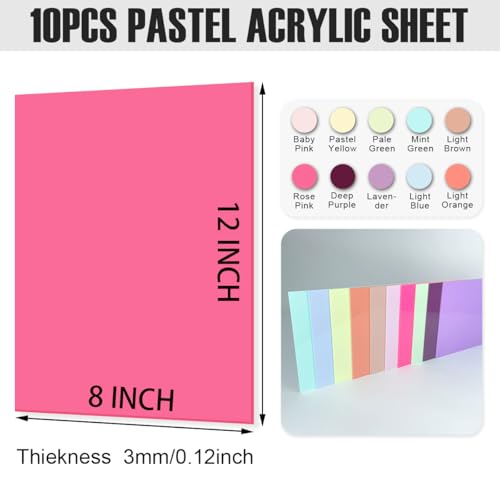 Image of 10 Colors Cell Cast Acrylic Sheets 1 /8inch (3mm) 8x12 200x300mm Laserable Plexiglass Sheets Plasitc Board for Laser Cutting Engraving DIY Project Craft Picture Frames Sign Weding invitaton