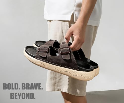 Image of LOUIS STITCH Men's Lightweight Open Toe Double Strap Sandals | Casual Lightweight Open Footwear Sliders | Slip-On Sandals | Stylish & Comfortable Sandals | LSOF-23