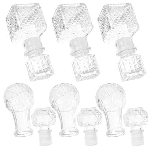 IMIKEYA Set di 6 bottiglie di vetro trasparenti da 50 ml per vino e whisky decanter conici portatili versatori di liquore ideali per degustazioni feste e uso domestico