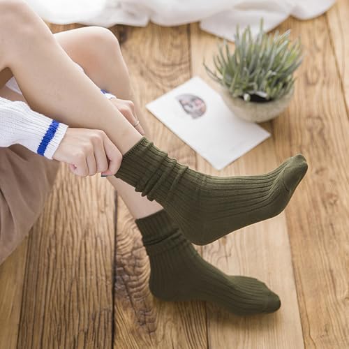 Image of Women Crew Socks, Solid Color Boot Socks for Women Ladies 9 /10 Pairs