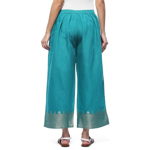 Image of BIBA Women Straight Mid Rise Art Silk Palazzo