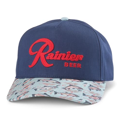 Image of AMERICAN NEEDLE Rainier Beer Unisex Adjustable Snapback Baseball Hat