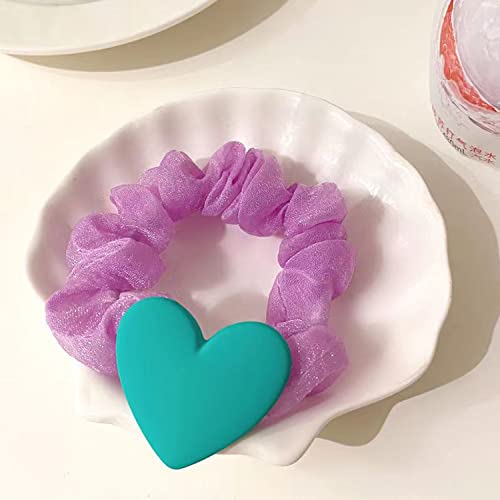 5 Pcs Kids Hair Scrunchies Elastic Hair Tie Ropes Lightweight Ponytail Holder Heart Decor Hair Accessories For Girls #TOP2