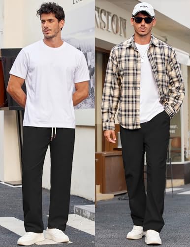 COOFANDY Men's Casual Chino Pants Relaxed Fit Drawstring Elastic Waist Lightweight Pant Twill Pleated Trousers4