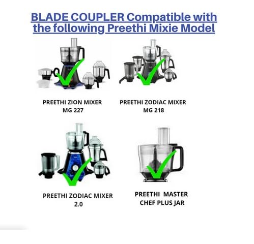 Image of Replacement Blade Coupler Attachment Compatible with Preethi Zodiac Mixer Grinder's & MasterChef Plus Jar Mixer Grinder Coupler