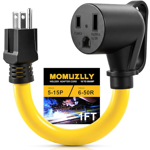 15A to 50A Welder Adapter Cord NEMA 5-15P Male to 6-50R Female 120V 3 Prong Household Plug to 240V Power Adapter Cord Welding Machine/Plasma Cutter/EV Charger ETL Listed Heavy Duty 10AWG/3C 12Inch