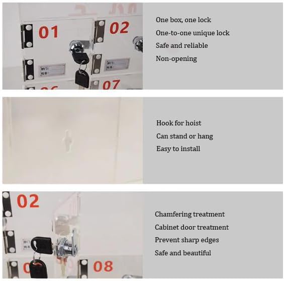 Acrylic Mobile Phone Storage Cabinet,Cell Phone Storage Locker Cell Phone Locker Box with Door Locks and Keys,Office Storage Lockers,Wall Mounted Cell Phones Storage Cab,25slots-One Size (12