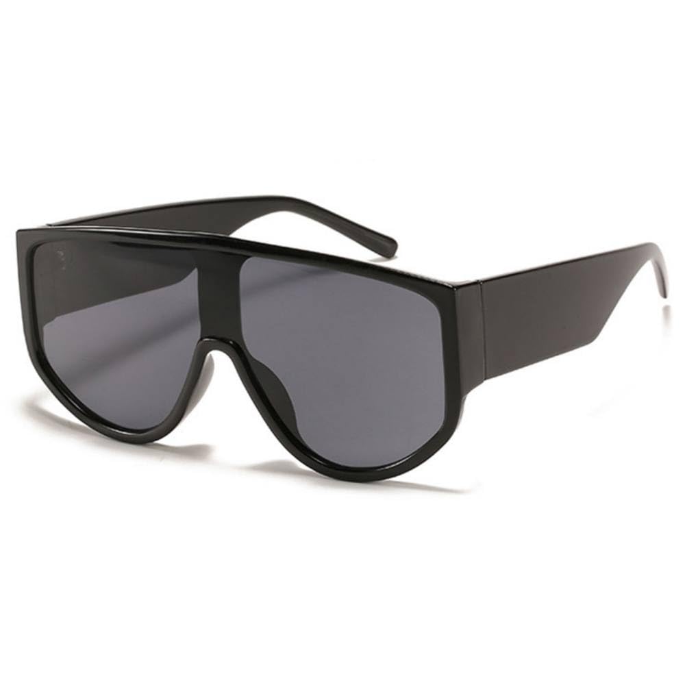 Übergroße Flache Sonnenbrille Damen Mode Einteilige quadratische Sonnenbrille Herren Gelbgrüntöne