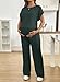 BLENCOT Maternity Sets Ribbed Knit Lounge Set Short Sleeve Maternity Sleepwear Pajamas Sets Two Piece Matching Outfits Set Green L